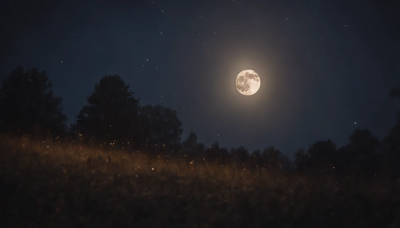 The moon and stars dance at midnight