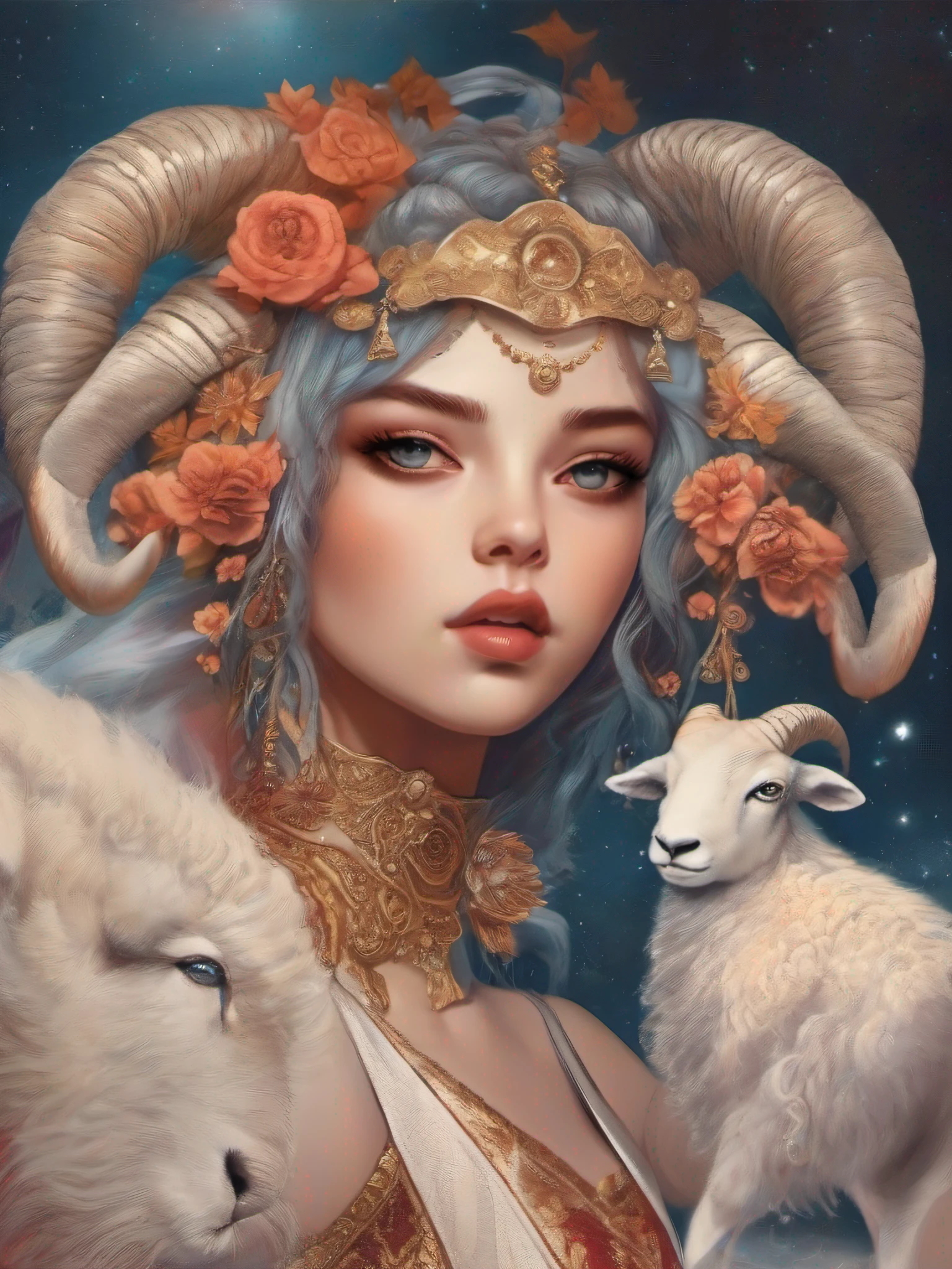 high detail raw photo masterpiece of a woman with horns on her head and a veil on her head in front of a waterfall, Ayami Kojima, yukito kishiro, a detailed drawing, gothic arthighly detailed, 4 k, hdr, smooth, sharp focus, high resolution, award - winning photo