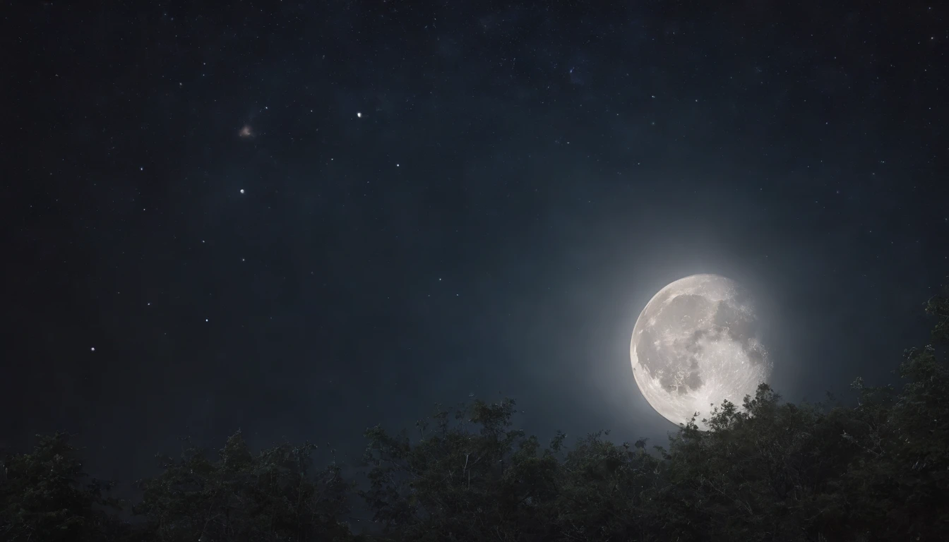 The moon and stars dance at midnight