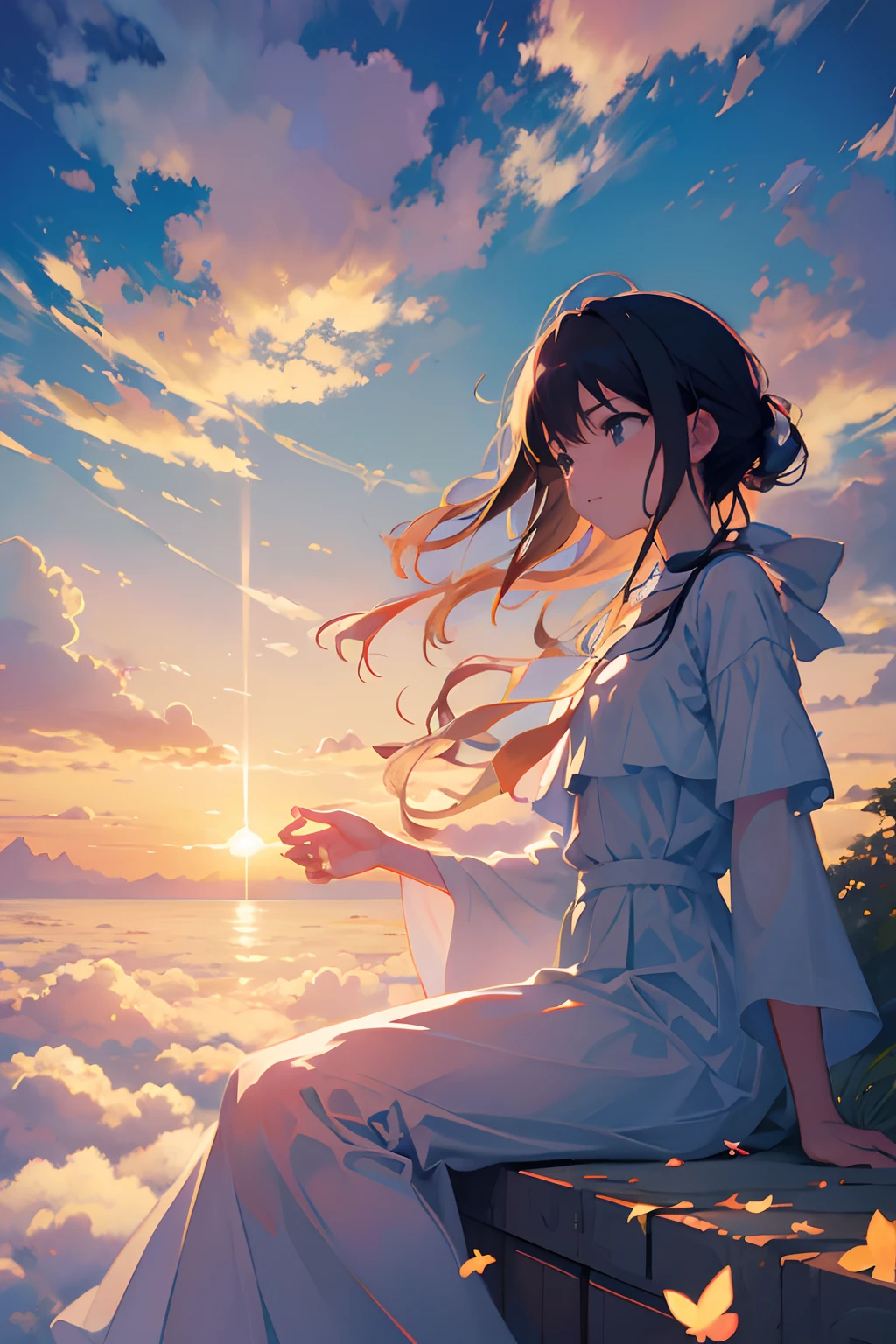Fantastic and nostalgic sea of clouds、To fit the background