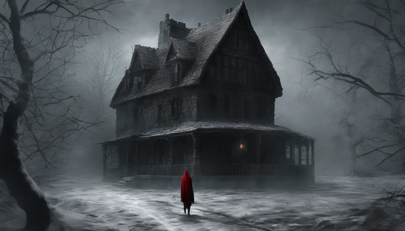 ue,Medieval cityscape,Stone House,snowscape,Little Red Riding Hood Little Girl,werewolf man