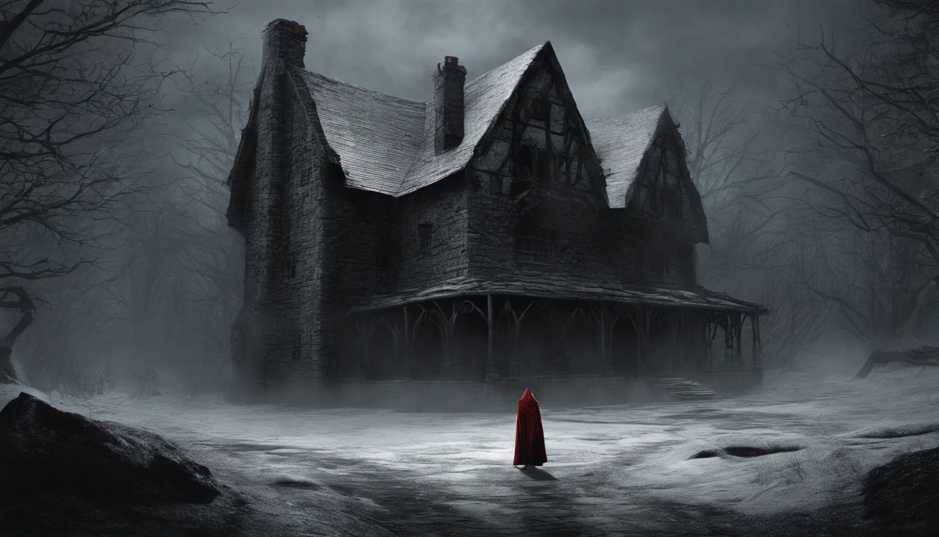 ue,Medieval cityscape,Stone House,snowscape,Little Red Riding Hood Little Girl,werewolf man