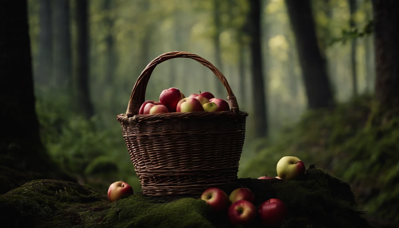 Medieval Dark Forest,A lot of apples in the basket
