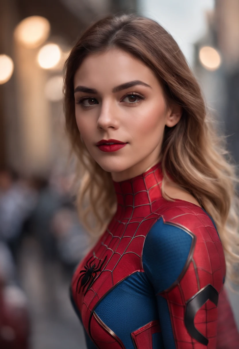 chica sexy con disfraz de spiderman