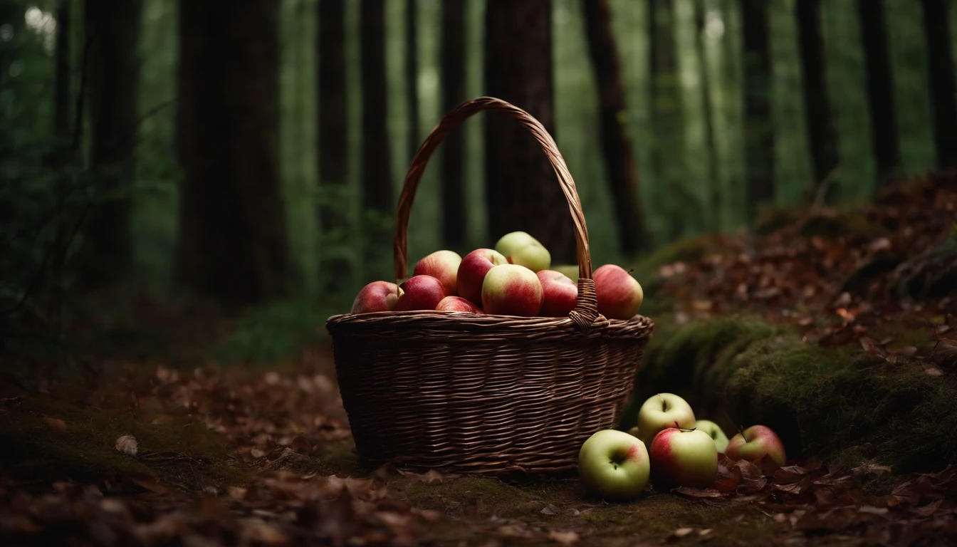 Medieval Dark Forest,A lot of apples,In the basket
