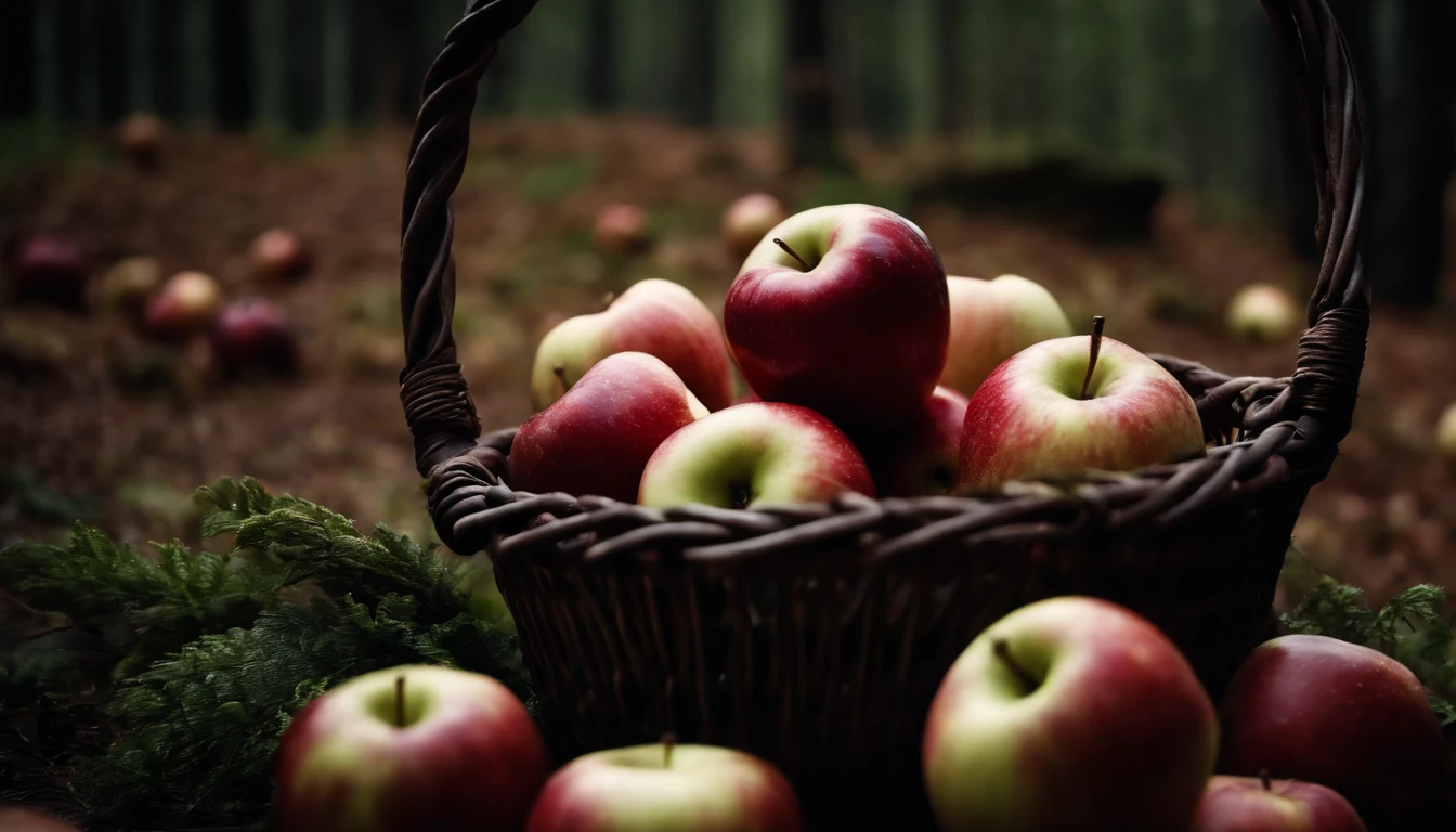 Medieval Dark Forest,A lot of apples,In the basket