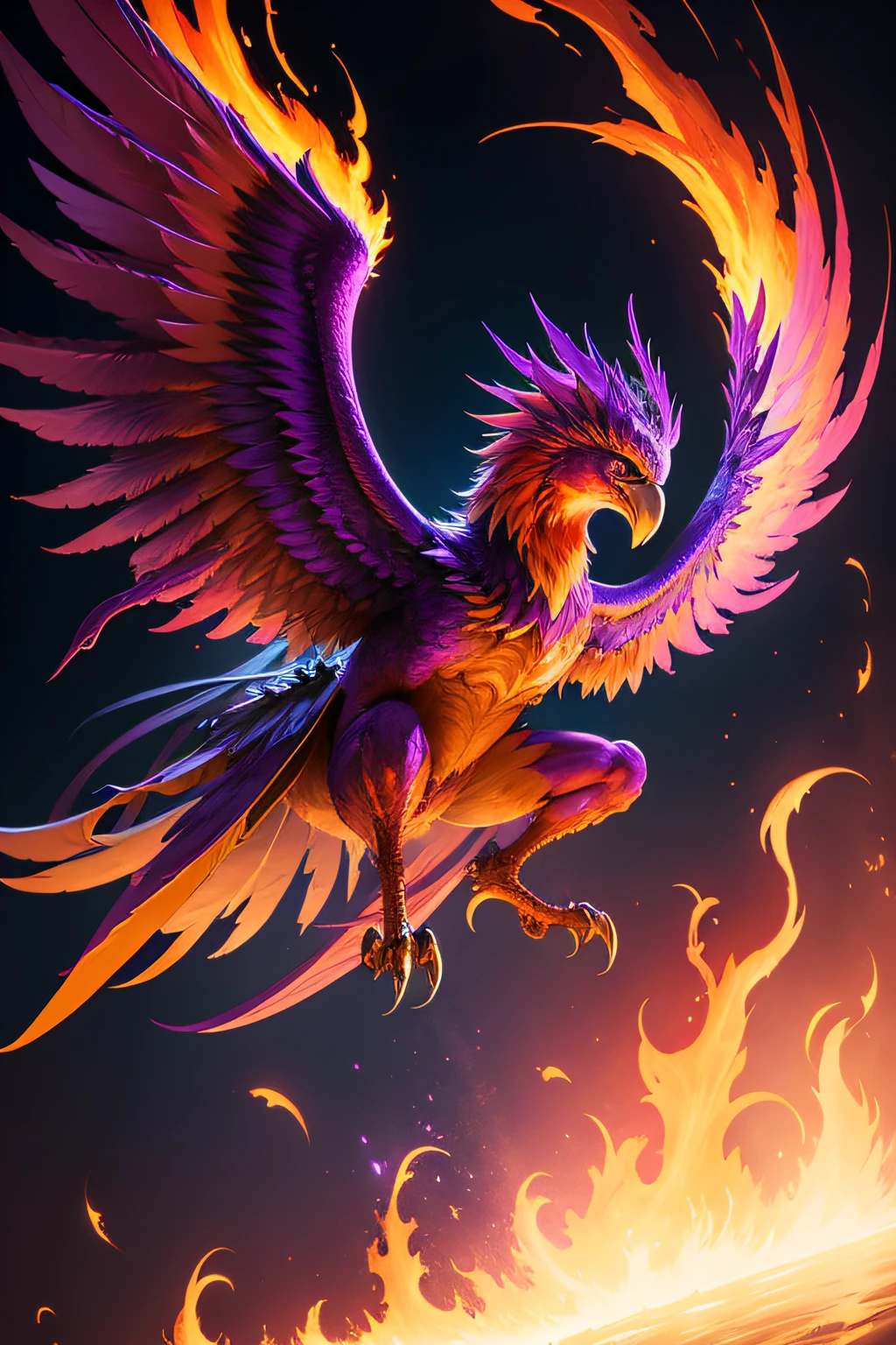 Purple Phoenix on Fire