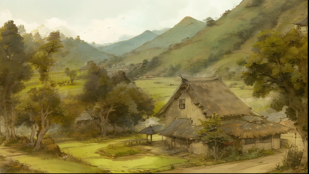 countryside、a house、thatched roofs、Shabby house