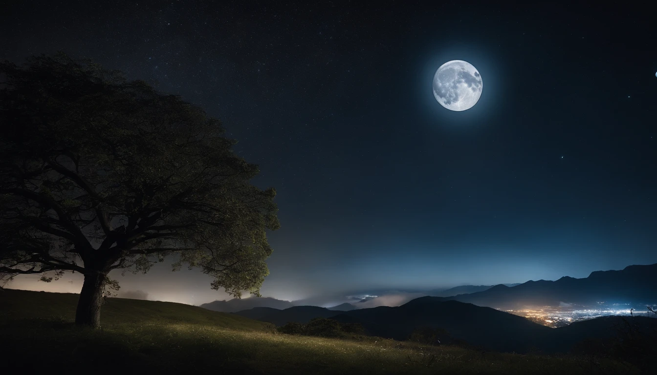 mid night、The moon and stars flutter