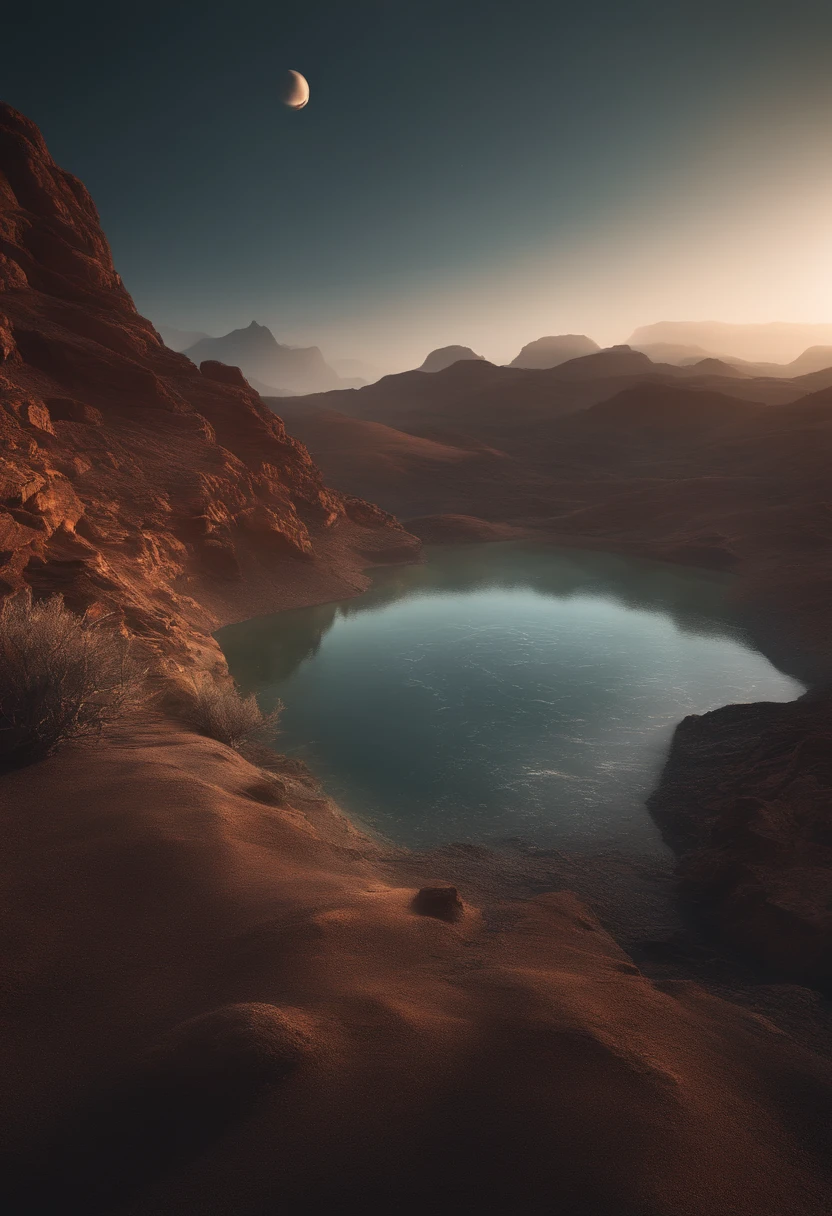 Barren Planet，Translucent ethereal aliens，中景 the scene is，Full body like， highly detailed surreal vfx，oc rendered，Shot with 70 mm - AR 16:9 --q 2 --s 1000