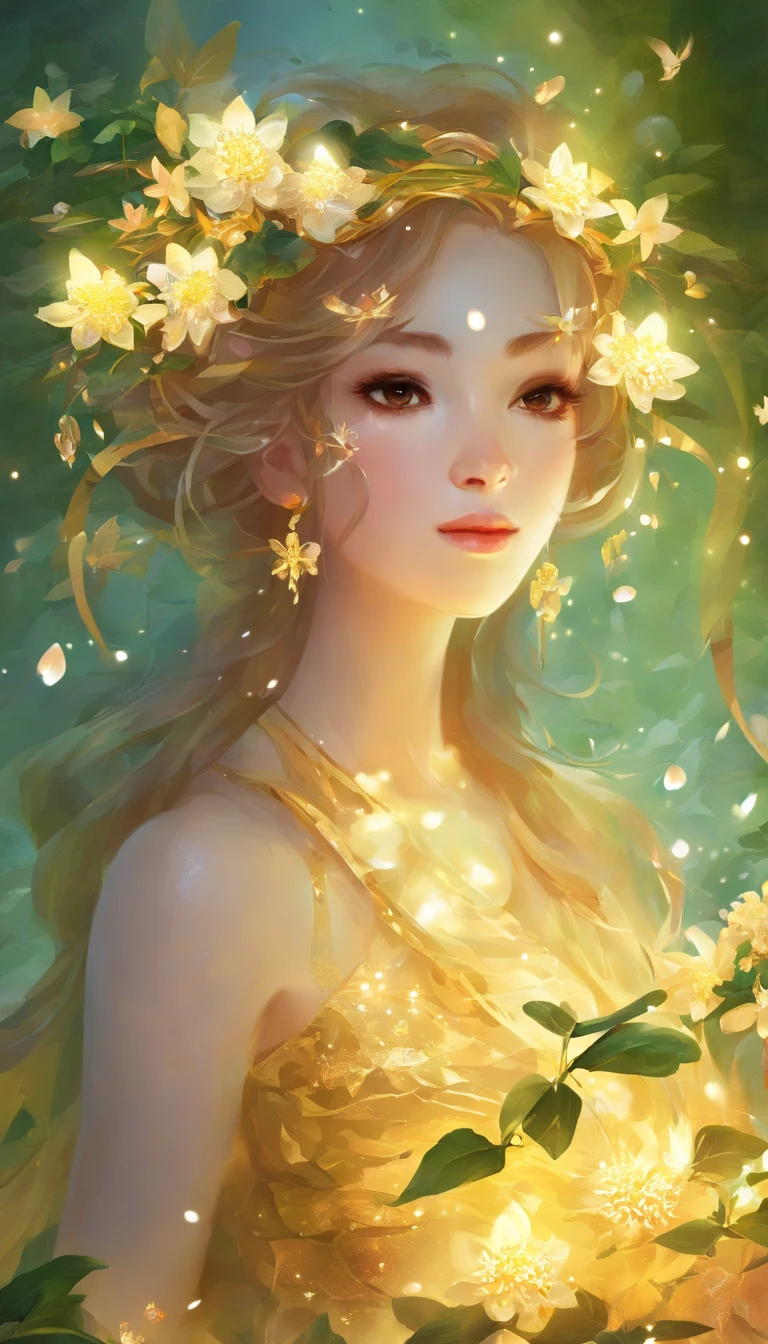 sweet osmanthus，The flowers are petite，dense，The cluster is connected to the cluster，Look from afar，The green leaves seem to be dotted with broken gold，in a sunbeam，Osmanthus tree full of osmanthus flowers，Shimmering with golden light，Particularly dazzling，Exceptionally beautiful，