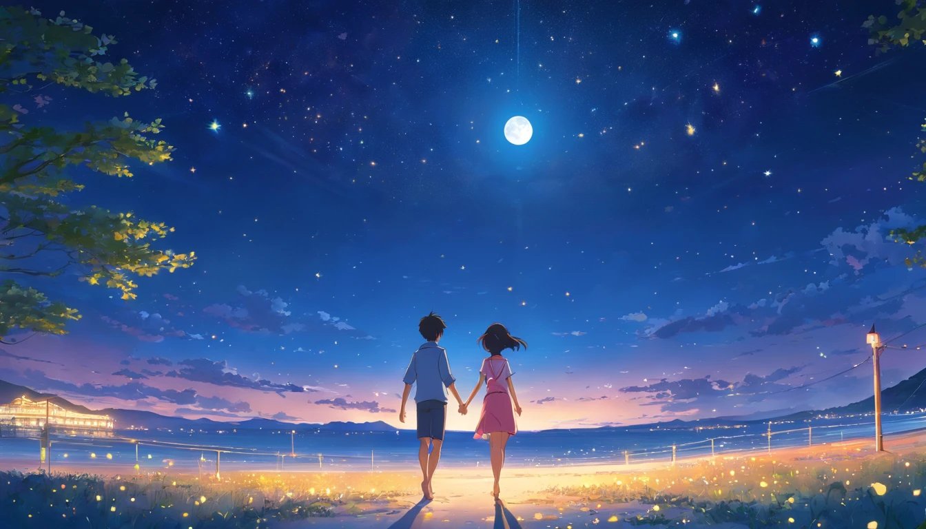 The moon and stars dance at midnight