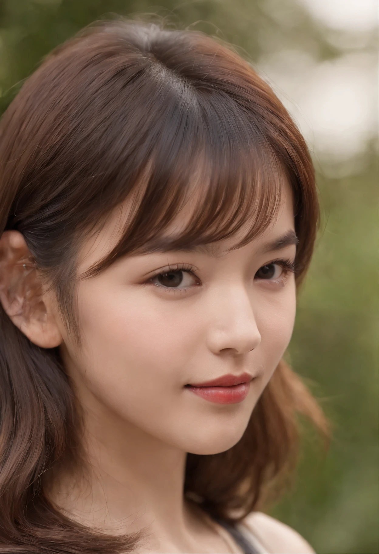 (Beautiful face),A 25-year-old Japanese woman,short,Qi bangs,White thin strap top,Bigboobs,乳溝,On the streets of Tokyo,Tokyo Skytree,black short skirt,Black tights,ssmile,(Best quality), (Masterpiece),(photo-realistic hair),(Soft focus background), (A high resolution),(RAW photo), Original, Extremely detailed 8k wallpaper, (An extremely delicate)
