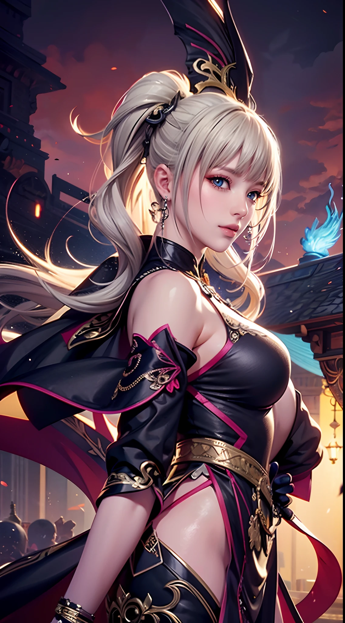 Cyberworld,lucy_Cyberpunk,Guanyin,((Masterpiece)),A high resolution, ((Best quality)),tmasterpiece,top-quality,best qualityer,((( looking at viewert, There is light in the eyes))),(((Light and shadow interlace,white skinned,laughingly,self-assured))),