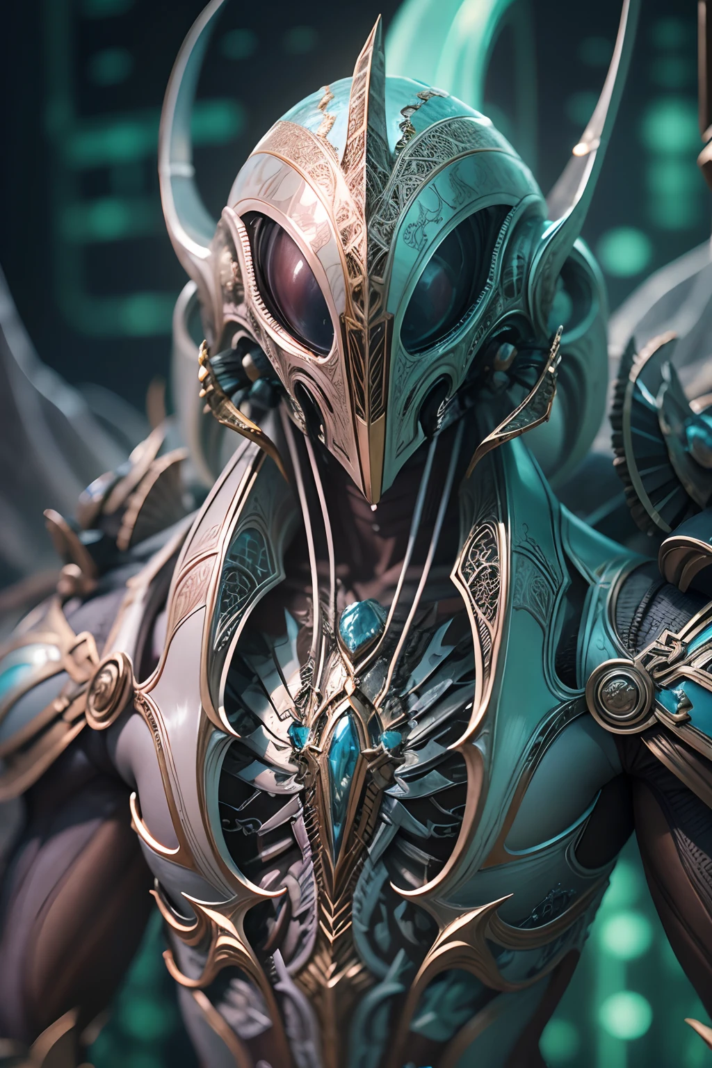 Powerful ethereal aliens,With wings,male people,musculous,Covered with translucent armor,Cosmicization. alien flora, , ultra - detailed, trending on artstationh, Sharp focus, studio photo, Intricate details, highly , Detailed skin,Alien close-up,Photorealsitic,It has refined features in a sci-fi environment, Close-up, Realistic, High level of detail,
