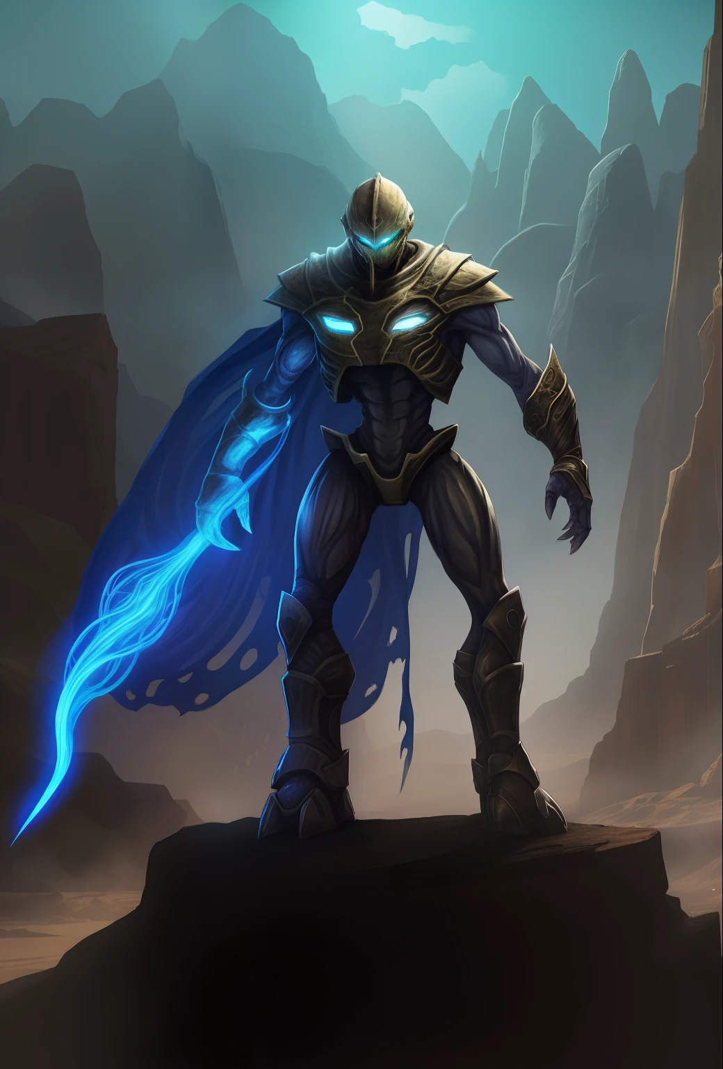 Translucent ethereal alien warrior，Huge scorpion，arthropods，Operate in the desert