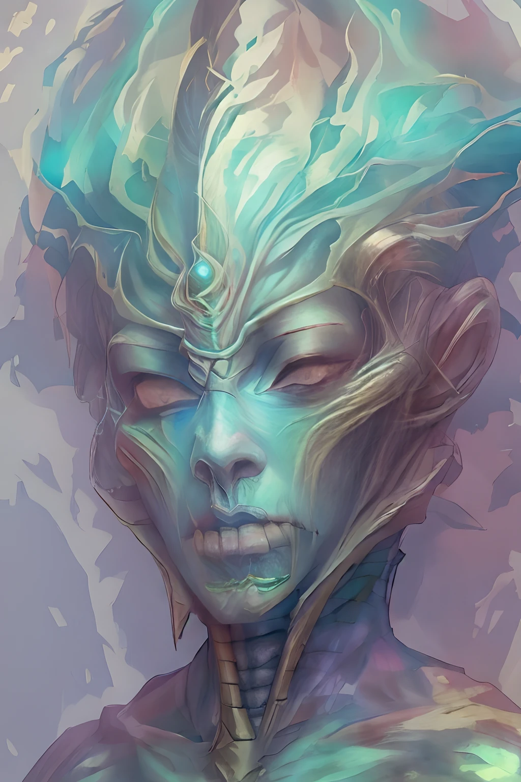 Translucent ethereal alien warrior