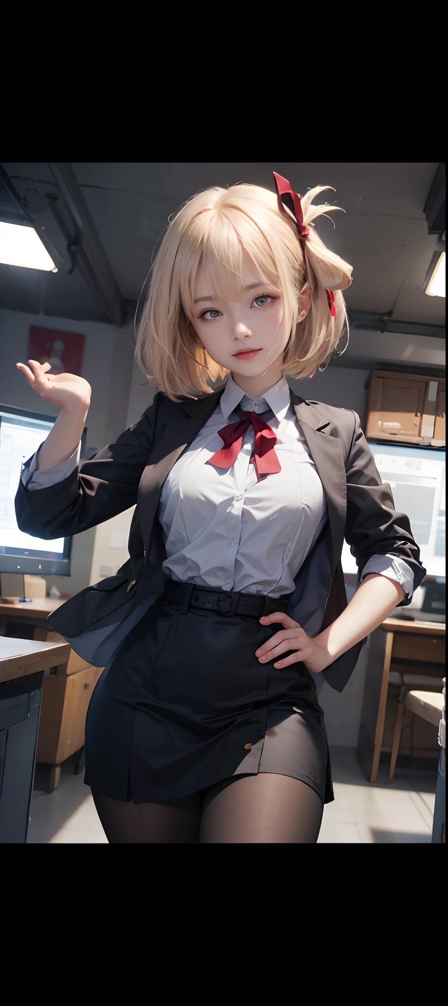 8K raw photos、hight resolution、21-year-old cool Korean、skinny、student clothes、blazers、skirt by the、Beautiful eyes in every detail、long eyelasher、beautiful double eyelid、eyeshadows、Slender eyes、Dark Eye Makeup、evil smile、Beautiful and thin legs、Blonde Shorthair、耳环、School Changing Rooms、half squatting、Bending over、Flipping up her skirt with her hands、biting lower lip、embarrassing looking、The center of gravity is behind、Spread your legs and cut the bottom