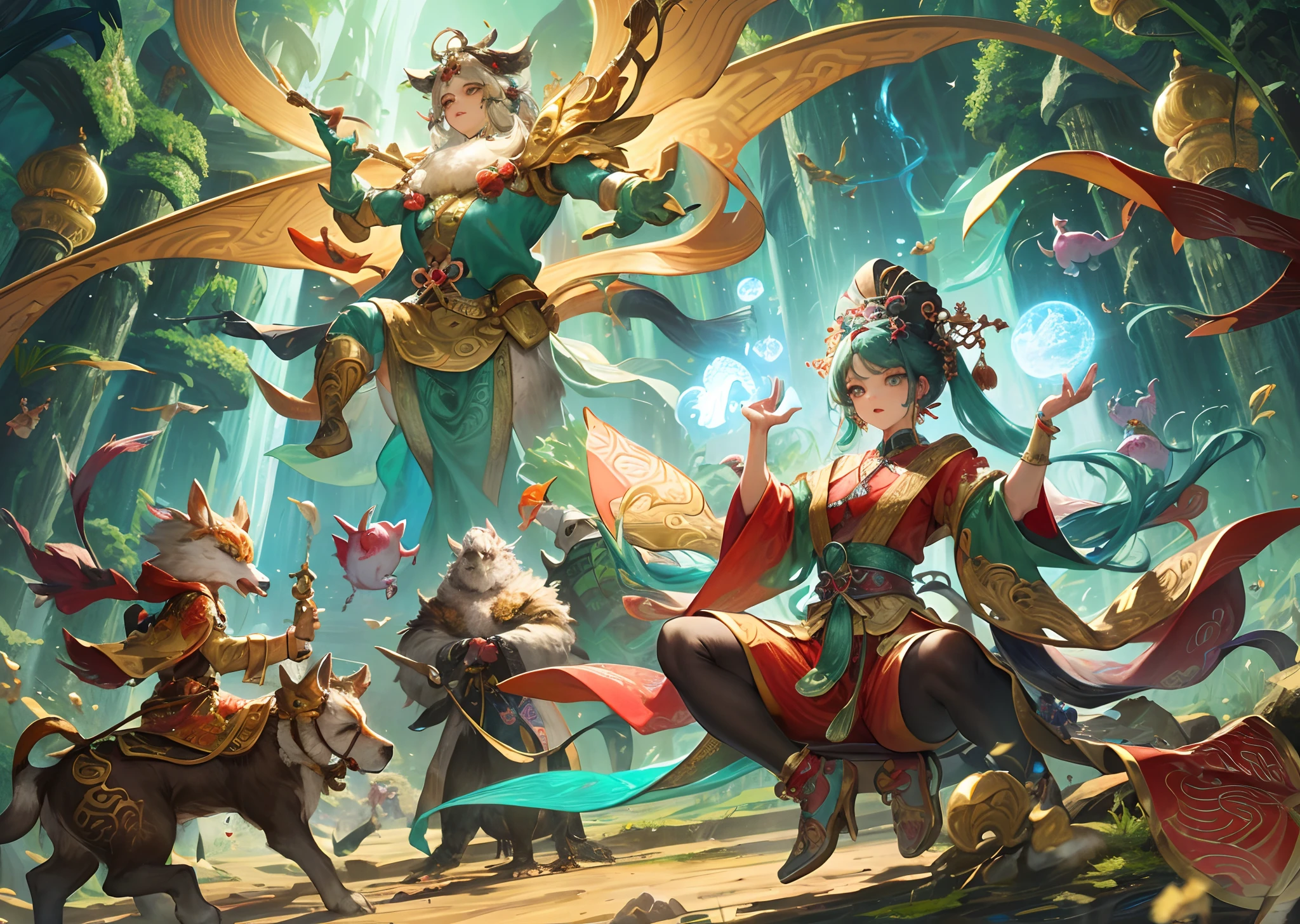Envision a realm where the grandeur of Hindu mythology blends with fascinating magic, It is inhabited by creatures that combine fairy-like delicacy with anthropomorphic animal charm. This fascinating universe reflects the ancient beauty of the Chinese landscape.