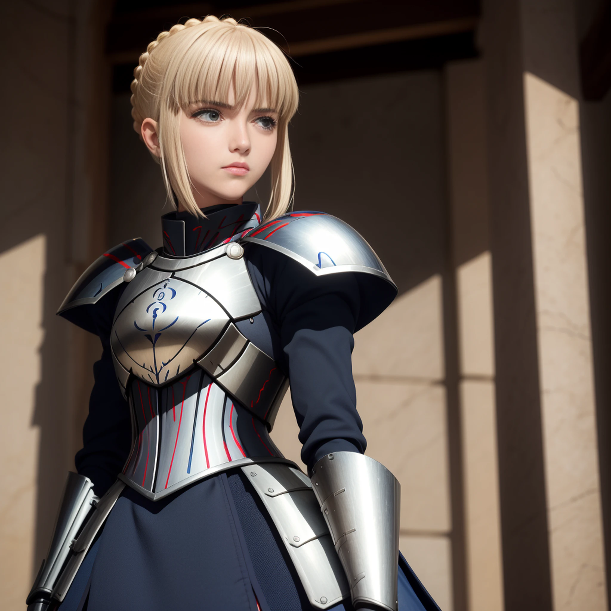 melhor qualidade, master part, phAlter, phAltoria, 1girl, sozinho, Arma escura, vestido blindado escuro, espada escura, Olhando para o Viewer, segurando arma escura, Manoplas escuras, segurando espada escura, cabelo entre os olhos, vestido preto, breastplate, armadura preta, Fechaduras laterais, franja, french braid, separated-lips, mangas inchadas, mangas compridas, short hair,
