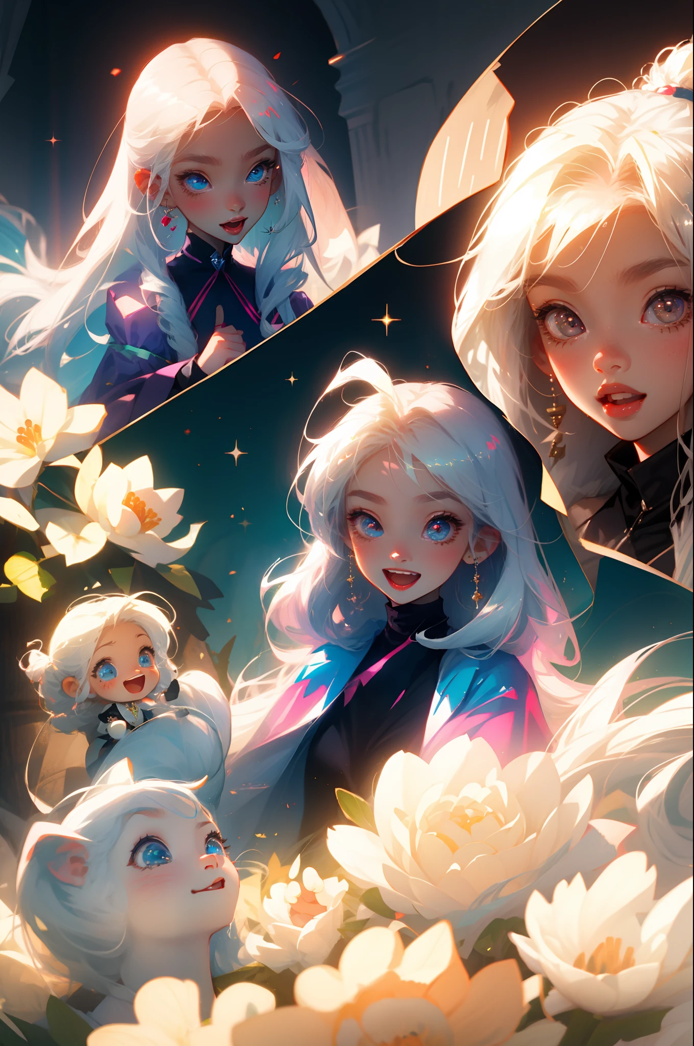1girll, (Chibi:1.3),telegraph
Viewer View, Blushing, Smile, :D and, Open your mouth
magical girl, white hair, The long-haired, Red pupils,
while looking at the viewer,