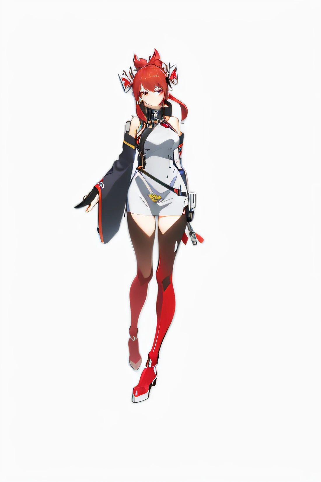 Anime girls wearing red and white clothes， full body concept, anime full body illustration, azur lane style, A scene from the《azur lane》videogame, anime figure; Full-body art, full body adoptable, Single character full body, anime woman fullbody art, 《azur lane》role, full body concept art, Guviz, clothing design