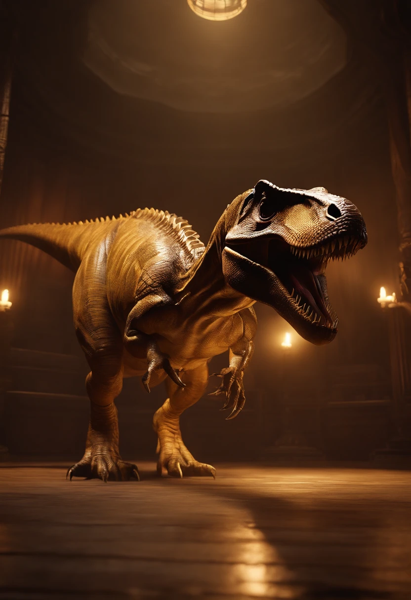 tyrannosarus rex ，gold，Movie lighting，unreal-engine