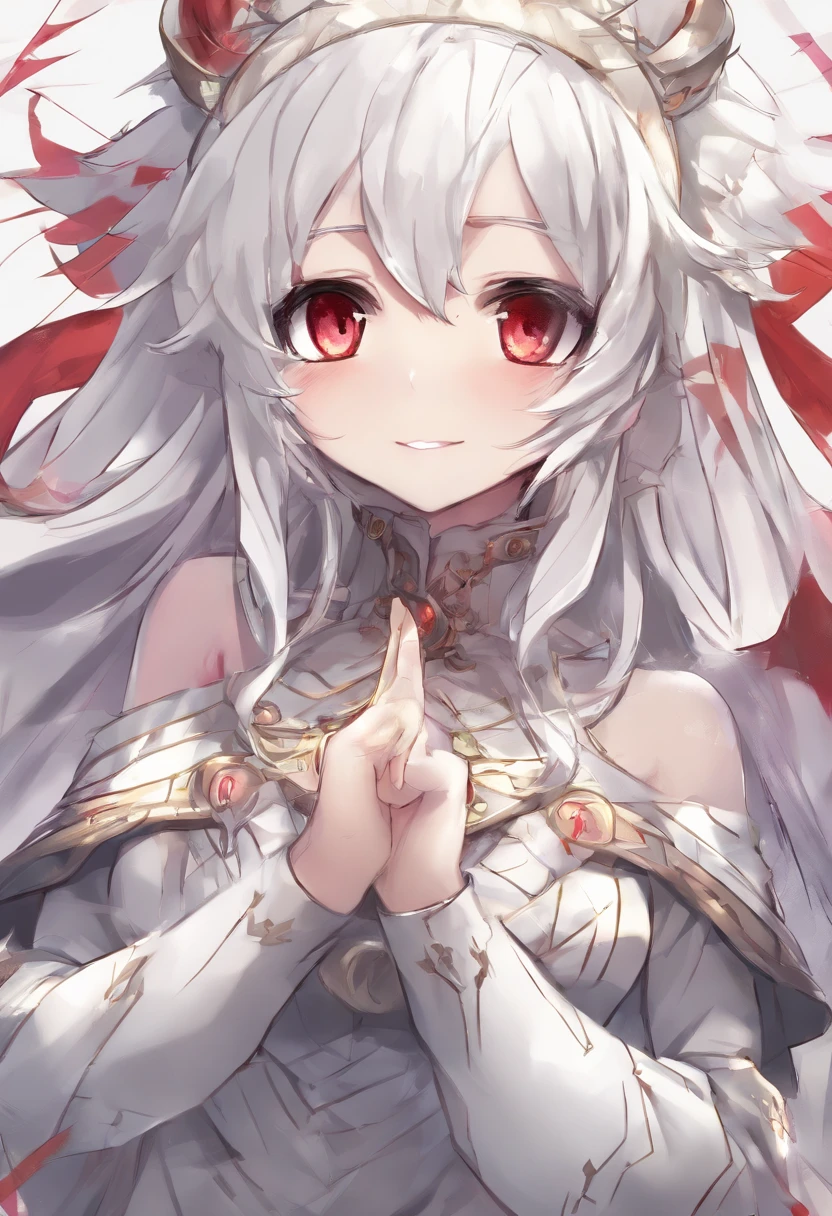 1girll, (Chibi:1.3),telegraph
Viewer View, Blushing, Smile, :D and, Open your mouth
magical girl, white hair, The long-haired, Red pupils,
while looking at the viewer,