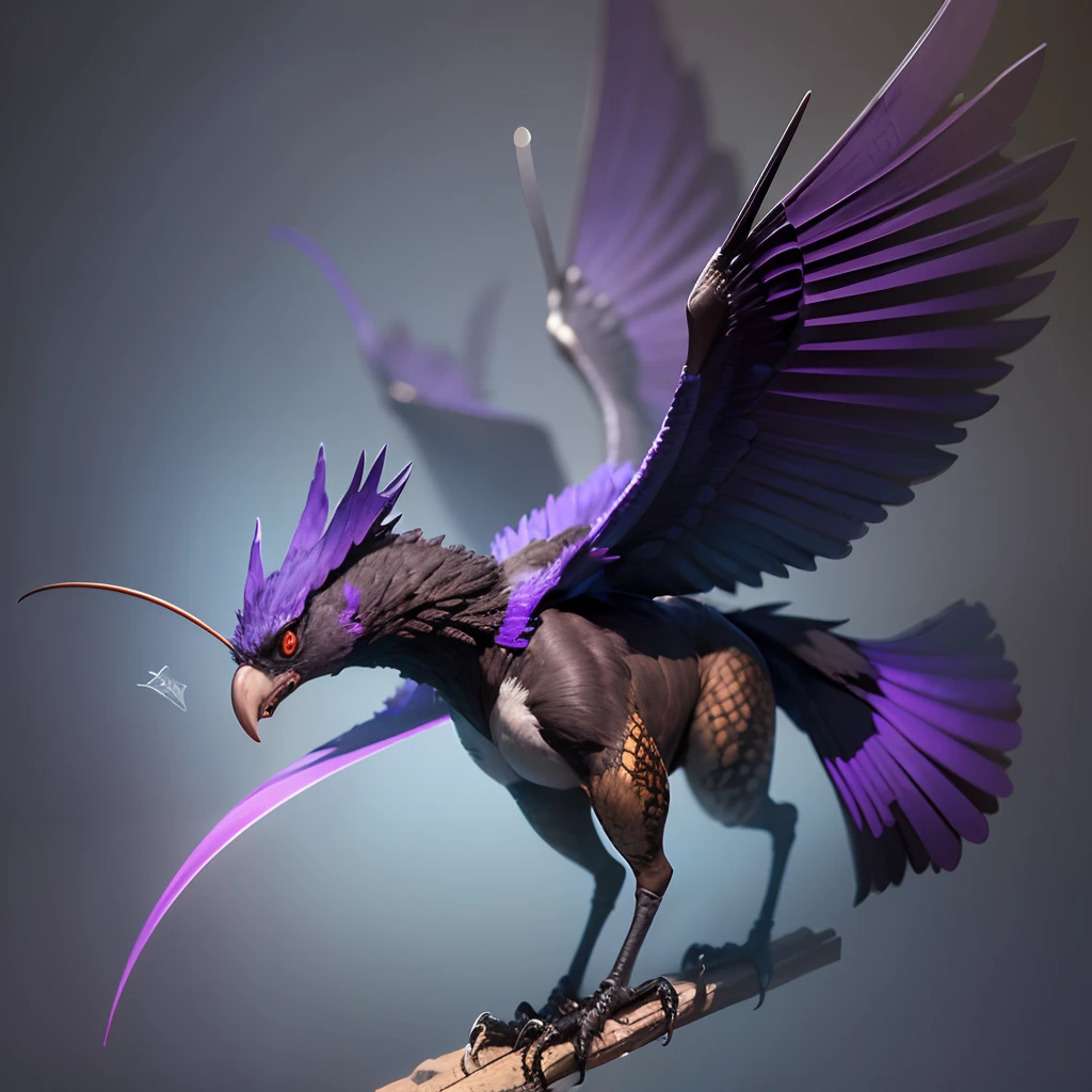 cockatrice, Black and purple, full body, long wings, sharpened claws, --auto --s2