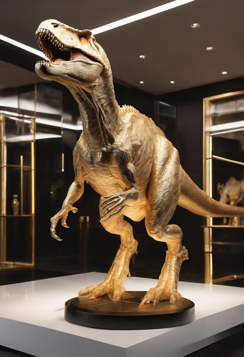 tyrannosarus rex ,t-rex,Made in gold,Movie lighting