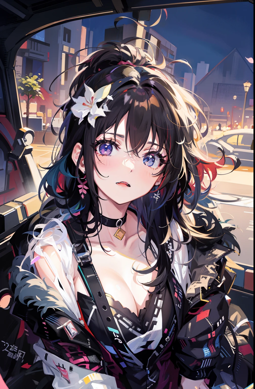 style of anime,Colorful lines,messy hair