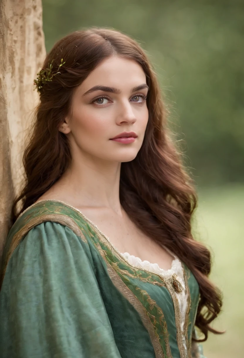 (((uma ferida avermelhada profunda atravessa sua bochecha esquerda))) tez justa, mulher em torno de 19 anos, cabelos brancos naturais, olhos verdes distintos, vestindo kohl, slender and graceful, Beautiful, luz de velas em um ambiente medieval, Ultra sharp focus, tiro realista, roupas femininas medievais, cores tetradicas (cicatriz:1.4)
