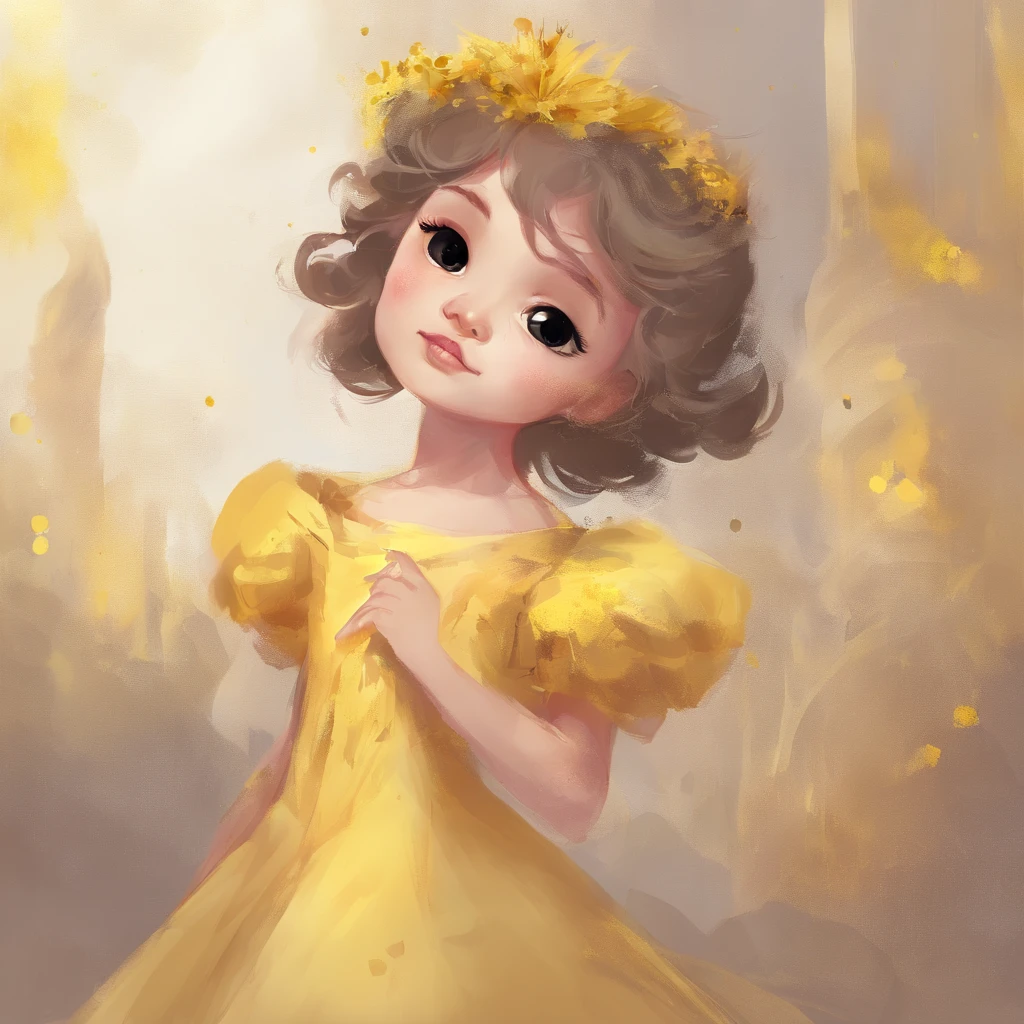 Baby princess girl, yellow gown