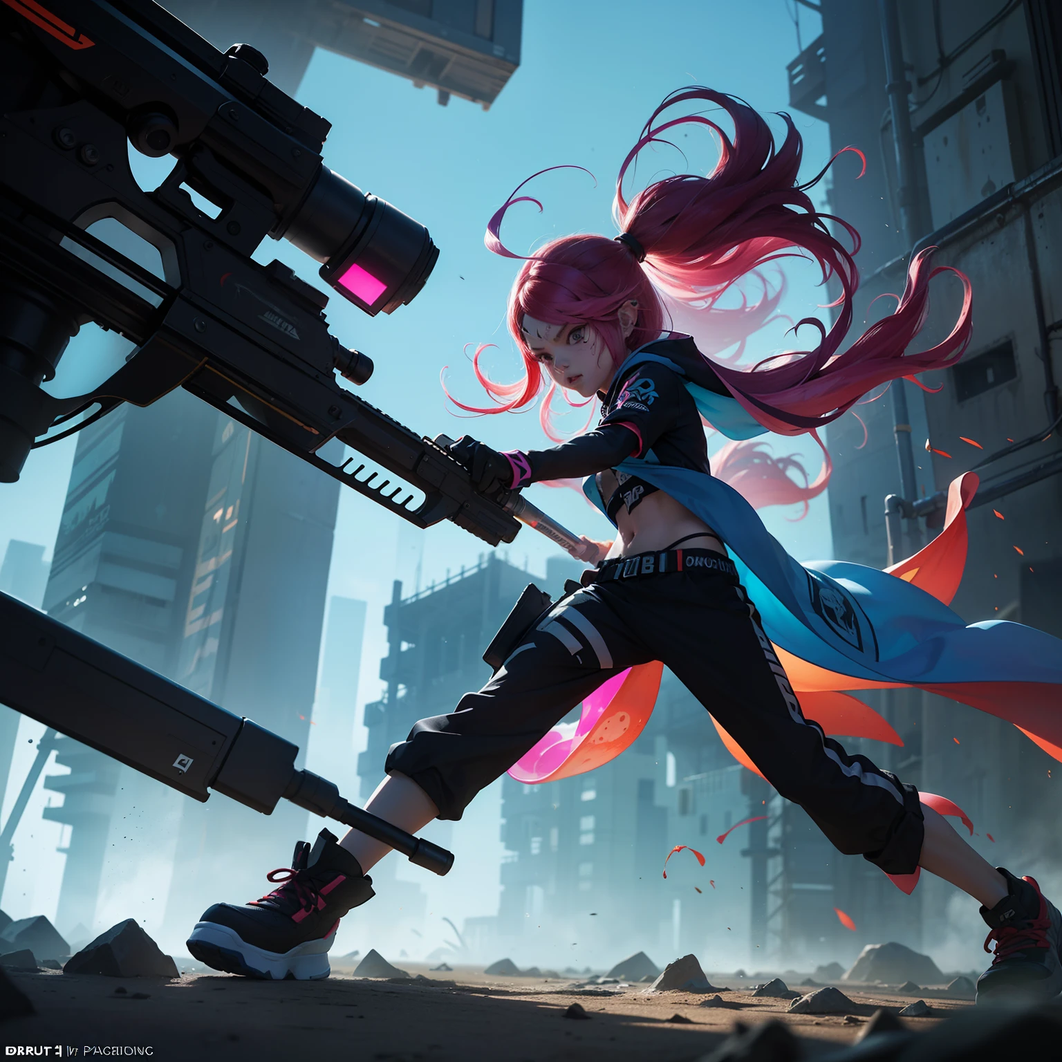 (best quality,4k,8k,highres,masterpiece:1.2),ultra-detailed,(realistic,photorealistic,photo-realistic:1.37),vivid colors,studio lighting,HDR

Splatoon-themed artwork featuring lively, colorful and action-packed scenes,(bright, vibrant) colors, and (dynamic, energetic) compositions. The artwork will depict the unique world of Splatoon with its iconic game elements and characters. The emphasis will be on the vibrant and fluid ink splattering effects, showcasing the intense and fast-paced nature of the game.

The artwork will prominently feature (distinct, sharp) silhouettes of inkling characters in their (stylish, fashionable) attire, holding various ink weapons such as (Splattershot, Splat Roller, Charger) that are instantly recognizable in the Splatoon universe. The characters will be shown engaging in (fierce, thrilling) battles, demonstrating their skills and teamwork in a competitive setting.

The environment will be a (colorful, dynamic) arena, filled with obstacles, walls, and platforms for the inklings to strategically navigate and utilize in their battles. The ink splatter and trails will be highly detailed, showcasing a (visually stunning, eye-catching) effect as the ink covers the surfaces and creates a visually impressive spectacle. The interaction between the ink and the environment will highlight the game's physics and dynamics.

To enhance the overall visual quality, the lighting will be carefully crafted, utilizing (bright, dynamic), and (shadows, highlights) to bring depth and realism to the scene. The artwork will have a high level of detail, capturing the intricacies of the inklining's eyes, lips, and facial expressions. The intricate details will portray the emotions and determination of the characters, making them come to life on the canvas.

The color palette will be (vibrant, lively), combining a range of (bold, striking) colors to create a visually stimulating and engaging composition. The contrast between the vivid colors of the inklings,