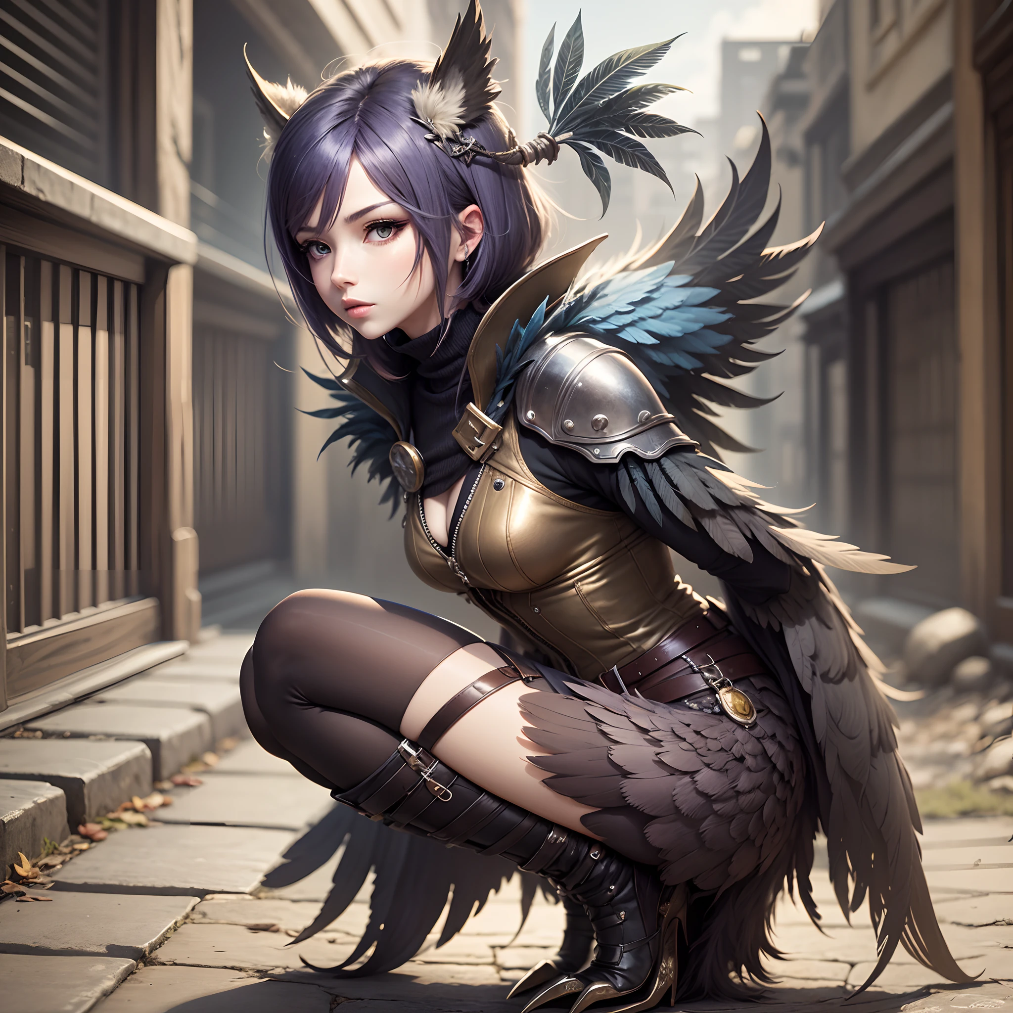anime style, cockatrice, metalic feathers, Metallic beak, ffviii, final fantasy viii, full body --auto --s2