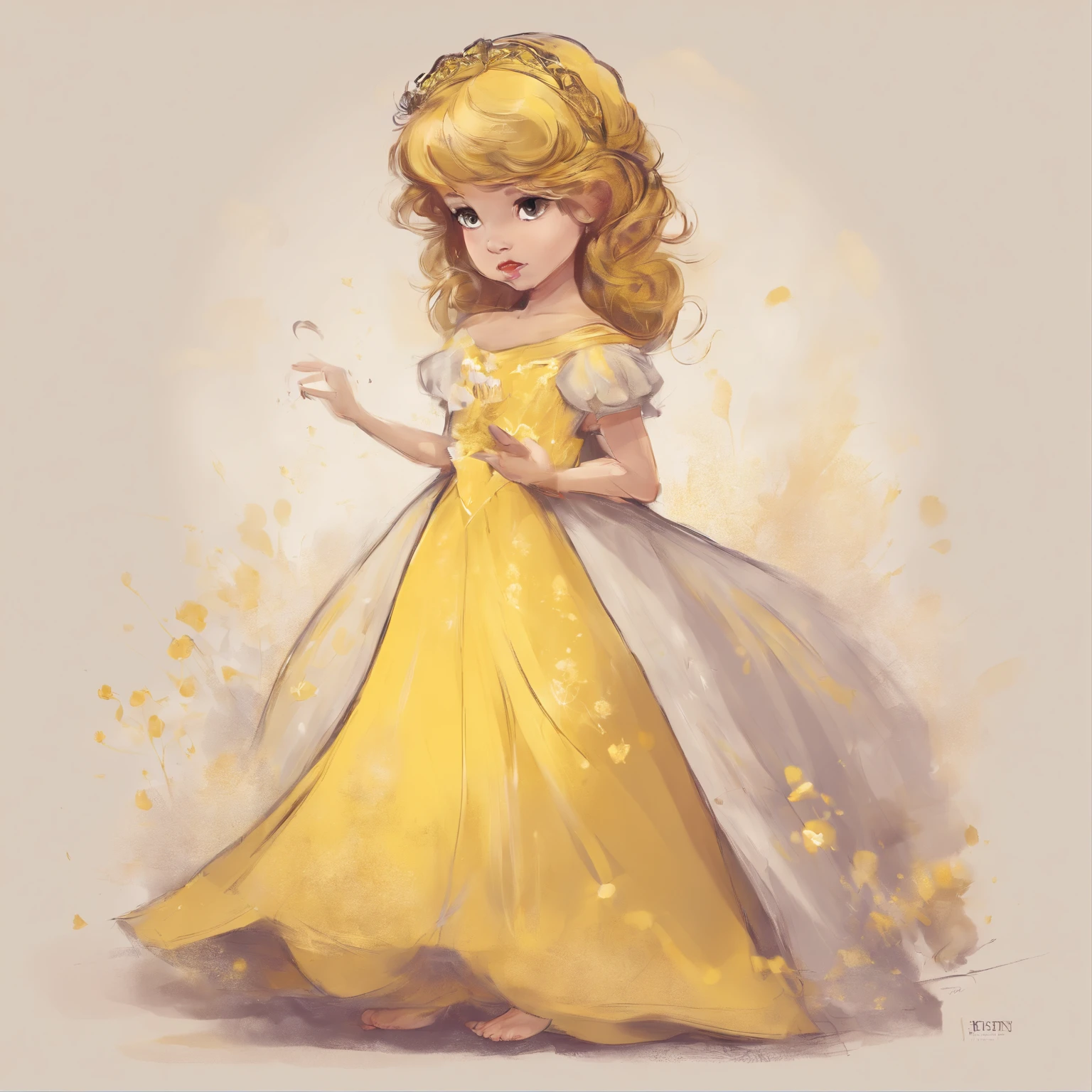 Baby princess girl, yellow gown