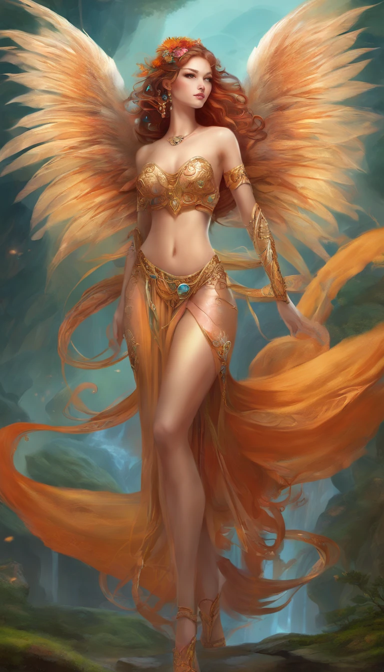 (Best quality,Ultra-detailed,A high resolution:1.2), Realistic, A giantess, Overlooking, Delicate facial features, minimal clothing, Vibrant multicolored braids, Drag on the floor, Huge and exaggerated breasts, Protruding abdominal muscles, Incredibly long legs,It occupies two-thirds of the body, Amazingly large and exaggerated buttocks,It has nine long tails, A pair of huge wings,Covered the sky behind them, Uniquely designed high heels, Tattoos, Perfect attention to detail, full body shot of