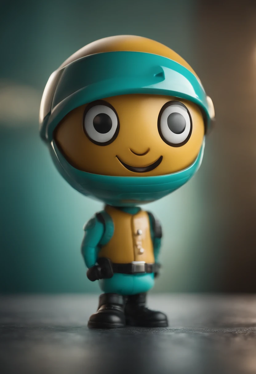 a very real emoji with a brave and trivial appearance, turquoise in color and plastic in appearance, super real details, high definition