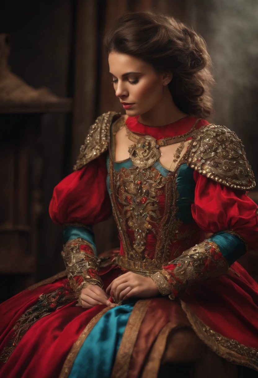 seamstress mending armor