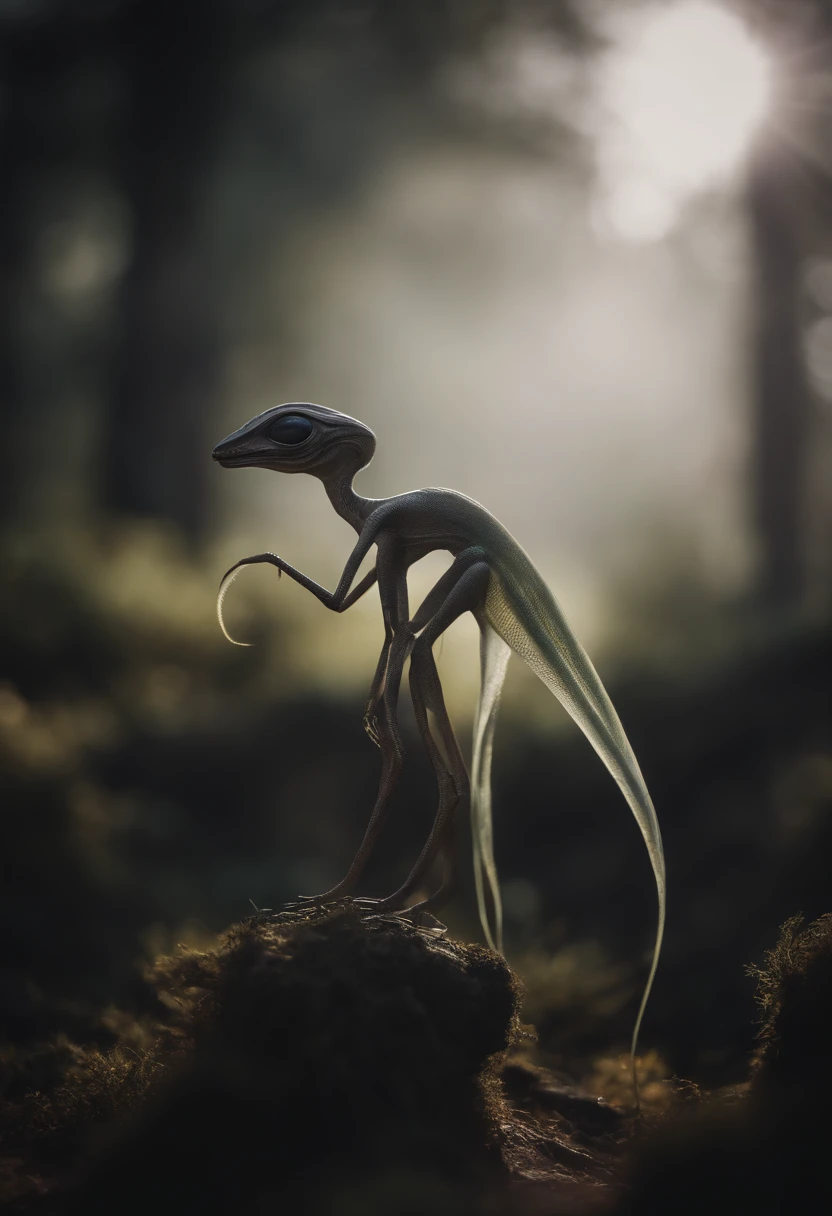 Translucent ethereal alien creatures,中景 the scene is,Full body like, highly detailed surreal vfx,oc rendered,Shot with 70 mm - AR 16:9 --q 2 --s 1000
