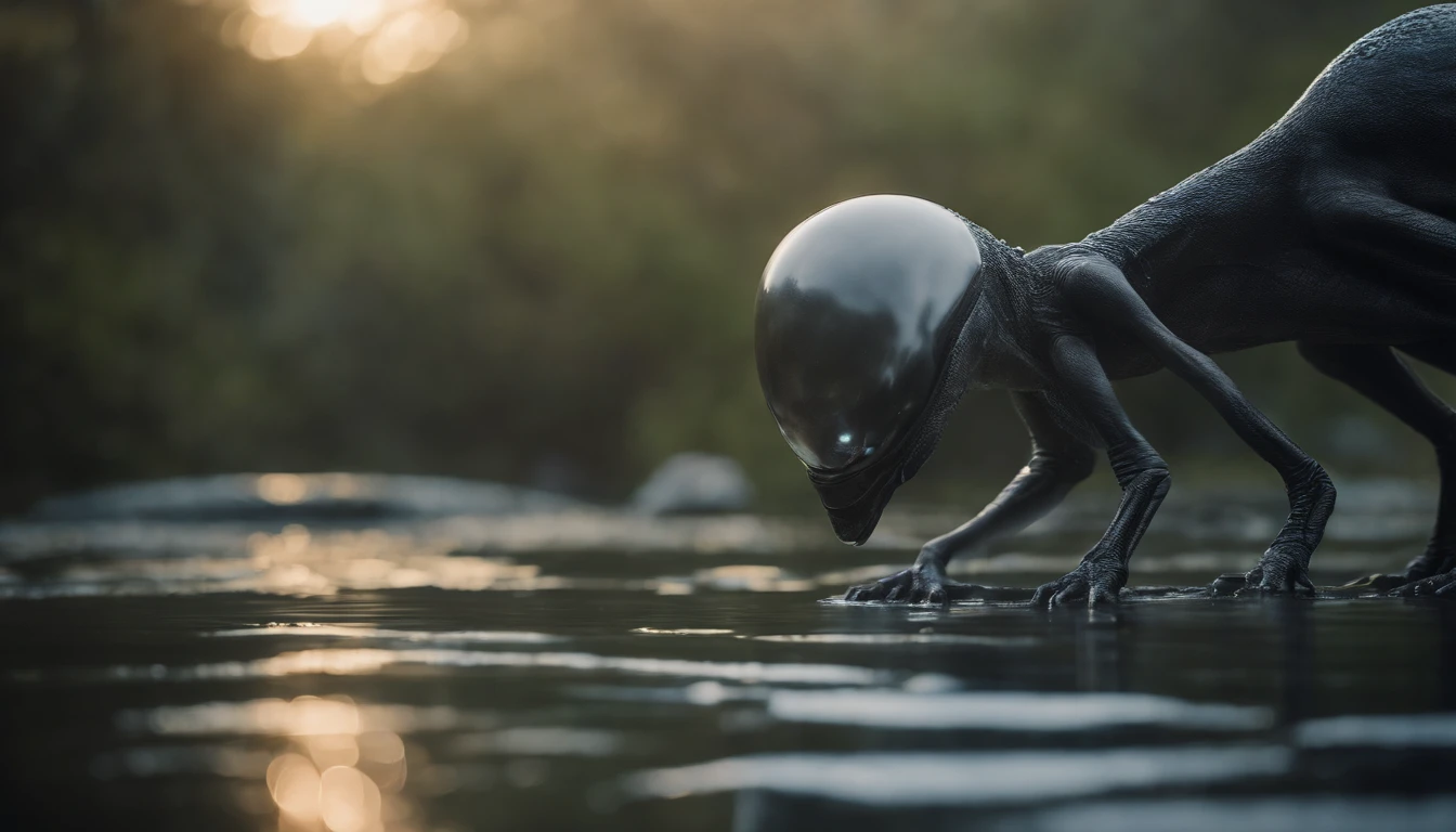 Translucent ethereal alien creatures,中景 the scene is,Full body like, highly detailed surreal vfx,oc rendered,Shot with 70 mm - AR 16:9 --q 2 --s 1000