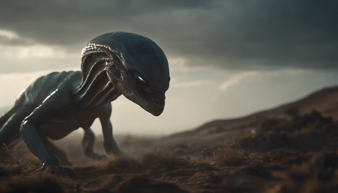 Translucent ethereal alien creatures，中景 the scene is，Full body like， highly detailed surreal vfx，oc rendered，Shot with 70 mm - AR 16:9 --q 2 --s 1000