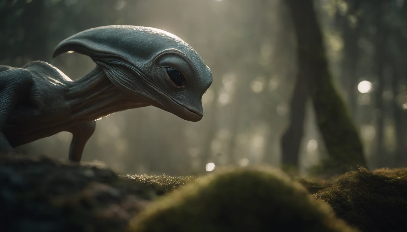 Translucent ethereal alien creatures,中景 the scene is,Full body like, highly detailed surreal vfx,oc rendered,Shot with 70 mm - AR 16:9 --q 2 --s 1000