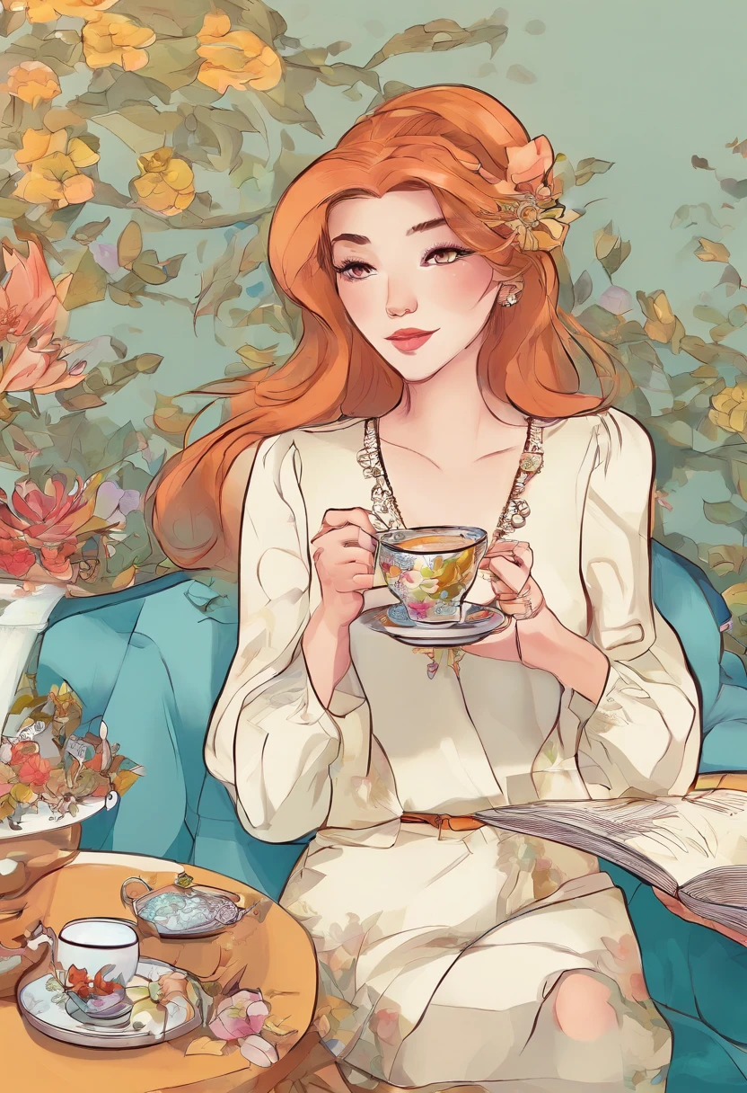 There's a girl holding a glass in her hand, Valentina Embaralhamento, Alanstands Guillen, drinking tea, lindo bonito, 2 anos, belos olhos enormes, stands ((drinking a cup of tea)), Taliyah, Zenra Taliyah, next to a cup, Por Lilia Alvarado, Ekaterina, bonito bonito, Liana