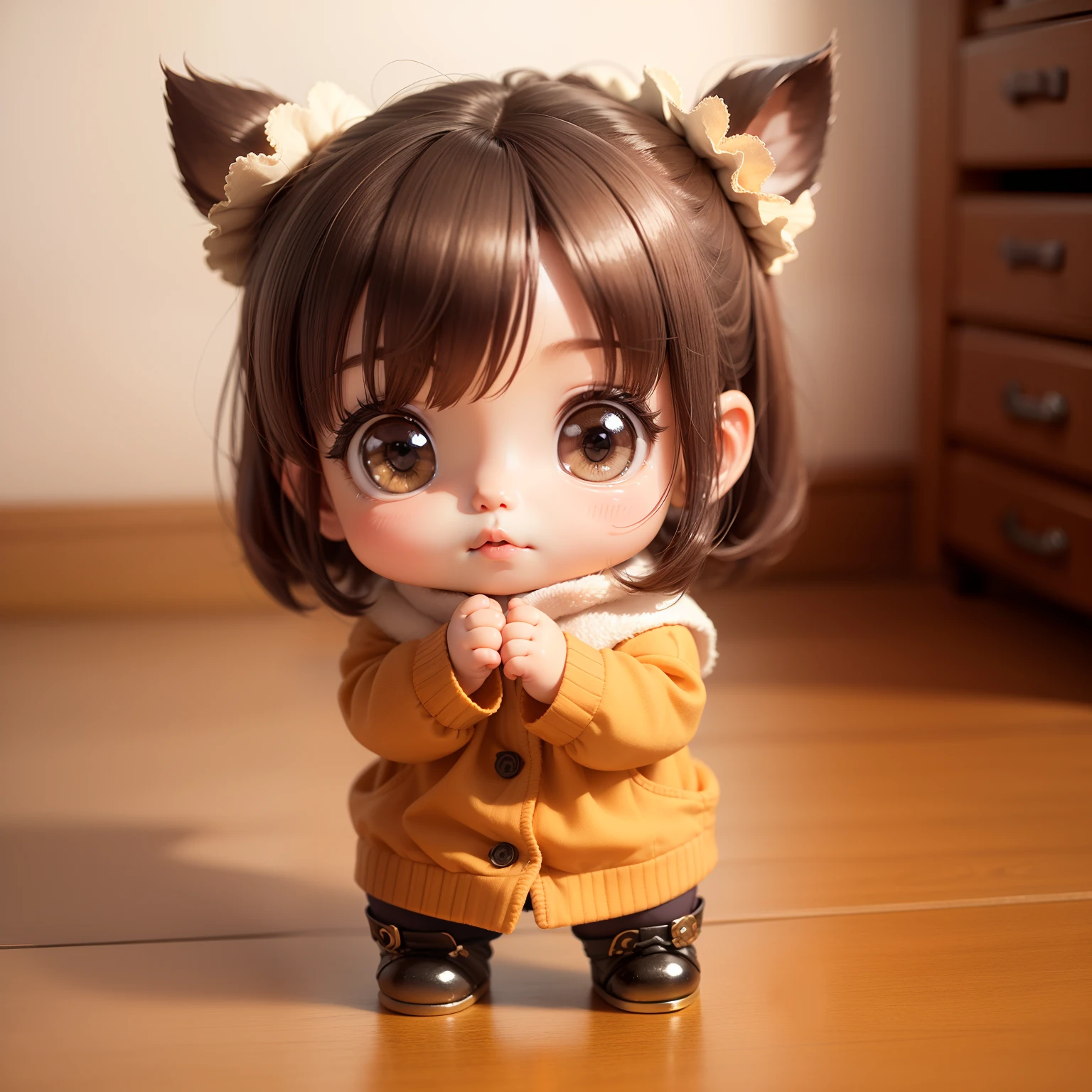 Best Quality), (masutepiece), Charming chibi animation of cute with camel face, (chibi 3d): 1.3, (A detailed face:1.2), (Standing posture:1.1), Randomly selected backgrounds