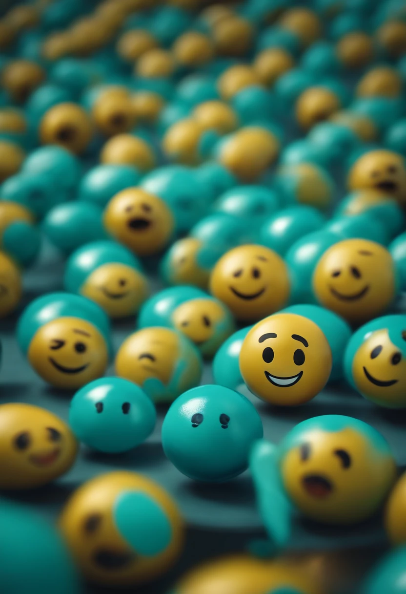 a very real emoji with a brave and trivial appearance, turquoise in color and plastic in appearance, super real details, high definition