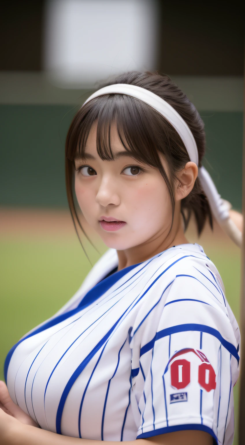 ((baseball))、(​masterpiece、top-quality) 、kawaii、(Colossal tits:1.2)、((20 year old woman:1.2))、Young adorable Japan face, ,Soft portrait shots,8K,、Young cute gravure idol、、Young gravure idols、model in Japan