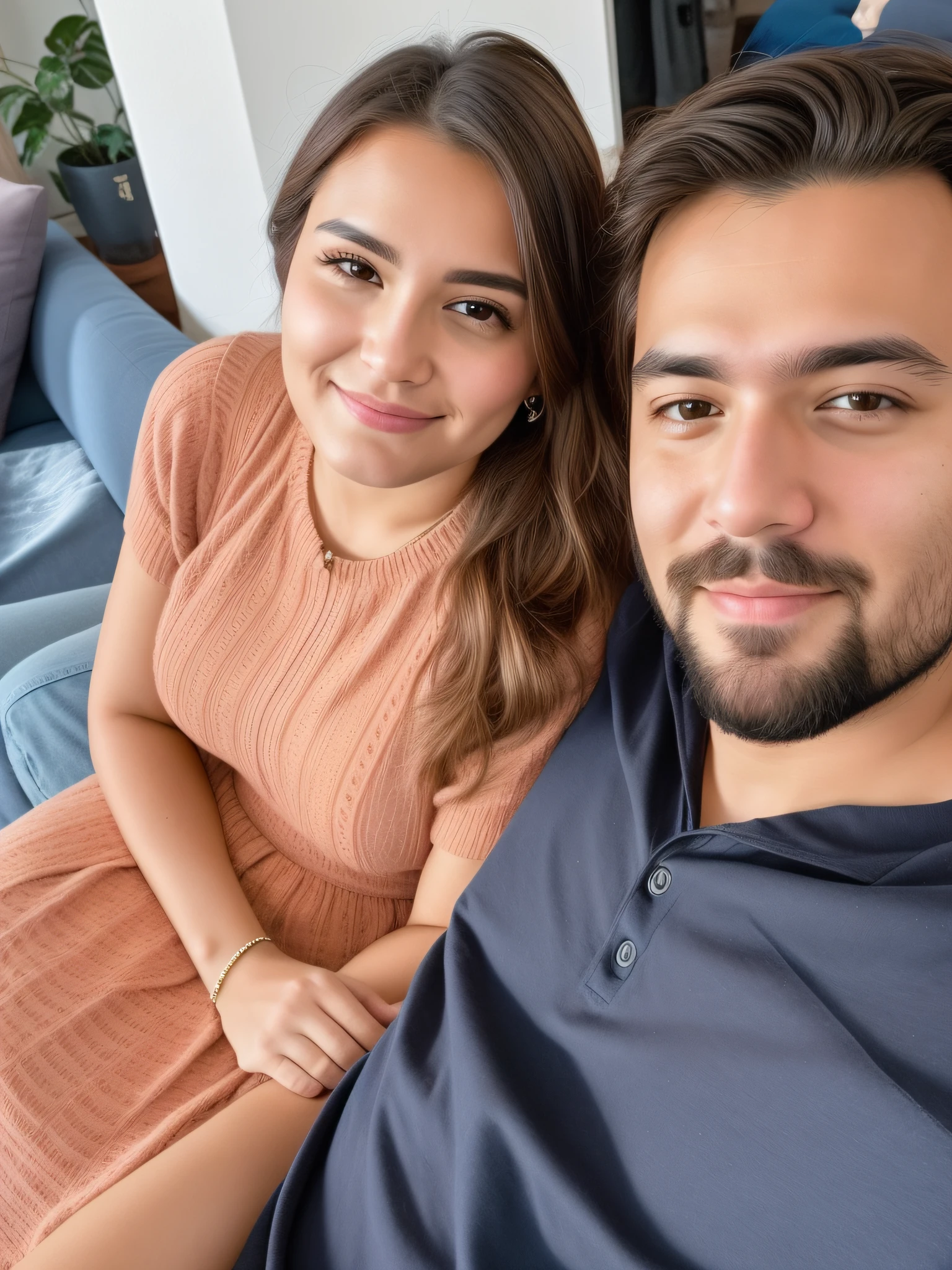 there is a man and a woman sitting together on a couch, lovely couple, taken with sony alpha 9, 8k selfie photograph, shot on nikon z9, very very low quality picture, in love selfie, photo taken in 2 0 2 0, candid picture, couple pose, shot on canon eos r 5, shot on canon eos r5, facebook post