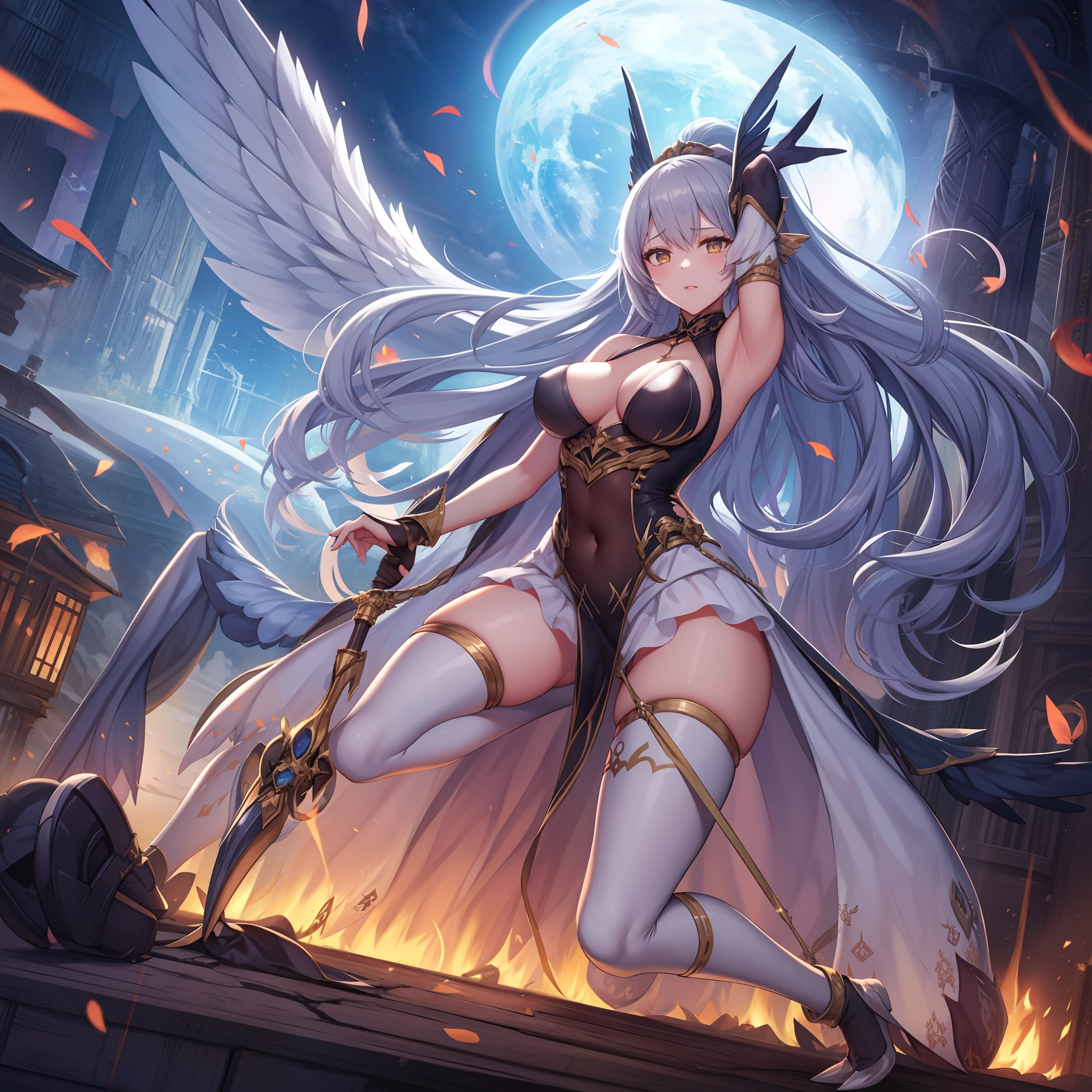 ((16K image quality,ultra-definition、The highest masterpiece,Best Quality)), Winds shaking the horizon、
Is the flame still burning、
Standing at the entrance of the world and trembling、
Don't die until you convey your thoughts、
Its wings are Valkyria、
Before the wounded warrior Valkyria、
Falling Fantastic Lover、
Valkyria、
Valkyria even torn by tears
Before dawn, There is no life that does not shine
I love you
(Armor of Light), Fly in the sky
Valkyria Goodbye Wings
What are we aiming for now??
That lips who do you call
I continued to sing in the belief that I would meet
Until you redeem everything, Until you give it all
Its wings are Valkyria
Before the Fallen Warrior Valkyria
Falling Fantastic Lover
In the blue of the sky
So that it does not melt
Valkyria
Valkyria picked up with both hands
The patchwork of grief is true
In this ruin,
Valkyria
The soul crosses the rainbow bridge、Guiding Valkyria
I love you forever,
exhale, let's go choose now, future
Valkyria
I met Valkyria of the Wind
Someday I will see off the wind Valkyria
Before dawn, There is no life that does not shine
live
Fly in the sky wearing the armor of light
Valkyria Goodbye Wings
I love you...1 woman, spreading her wings, wearing a coat of white feathers,,, Wings full of the back, Radiant Hello, long hair flowing, Mechanical wings dancing delicately at the waist, Medium Figure, Sunken navel, curtains of white feathers on the pelvis move slightly,,, Mini wings scattered on the body, multiple wings with a yellow sheen,, Soft yellow fire between the wings."((1 girl in)、(Long grey hair+silber hair:1.2)、(Lori+Beautiful clothes)、Perfectly beautiful、robe blanche、Goddess Pixiv、seductiv)、(Dynamic table pose)、(cute little)、(The background is unknown)、hight resolution。」(((1个Giant Breast Girl)),Ray traching,(dim murky lights),[detailedbackground(Bedrooms)),((Silvery hair)),((Silvery hair)),(((((Fluffy silver hair,plump and slender girl))Wears a high ponytail)))Avoid golden eyes in the ominous bedroom((((The girl