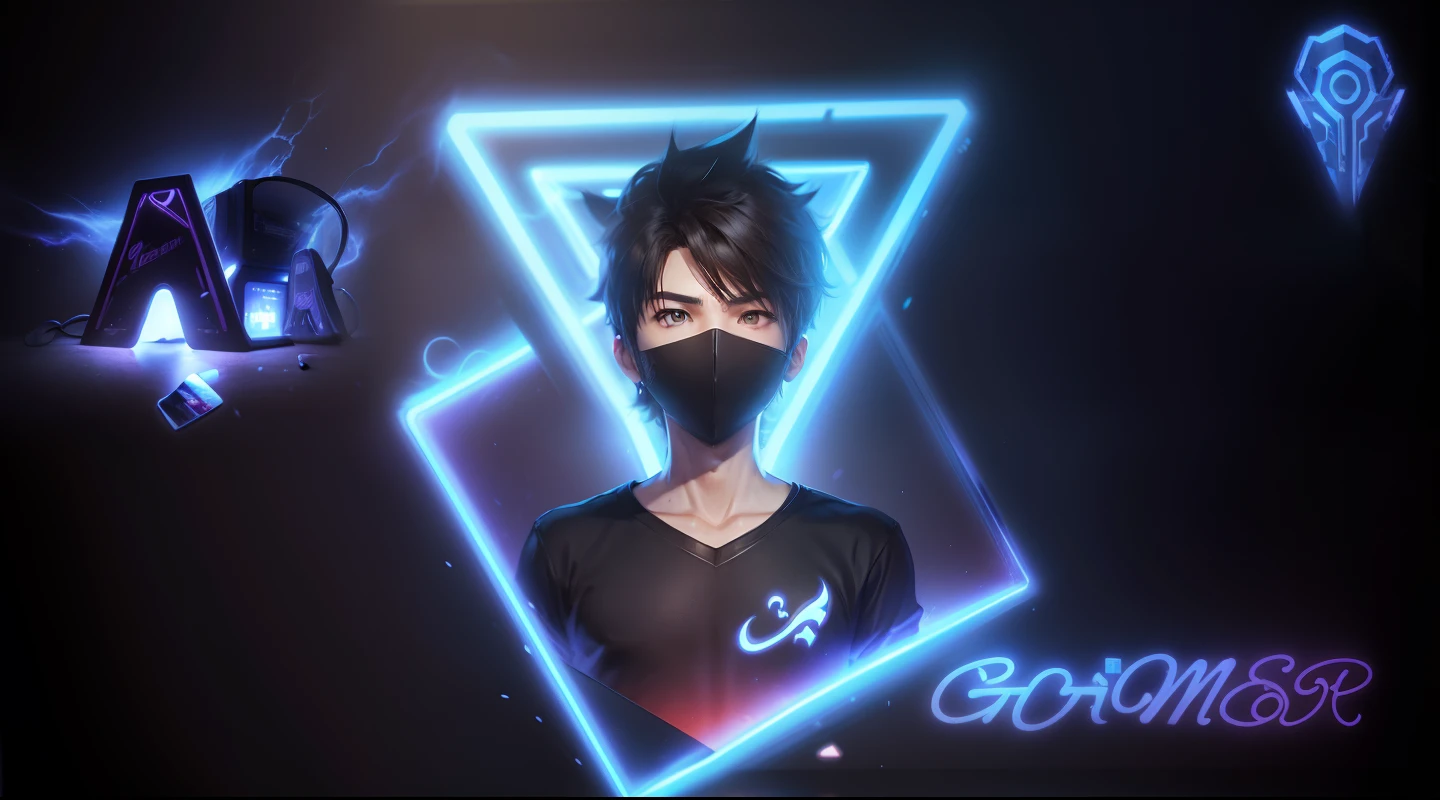Face like anime dress like a gamer and background a gaming PC generate boy pic only